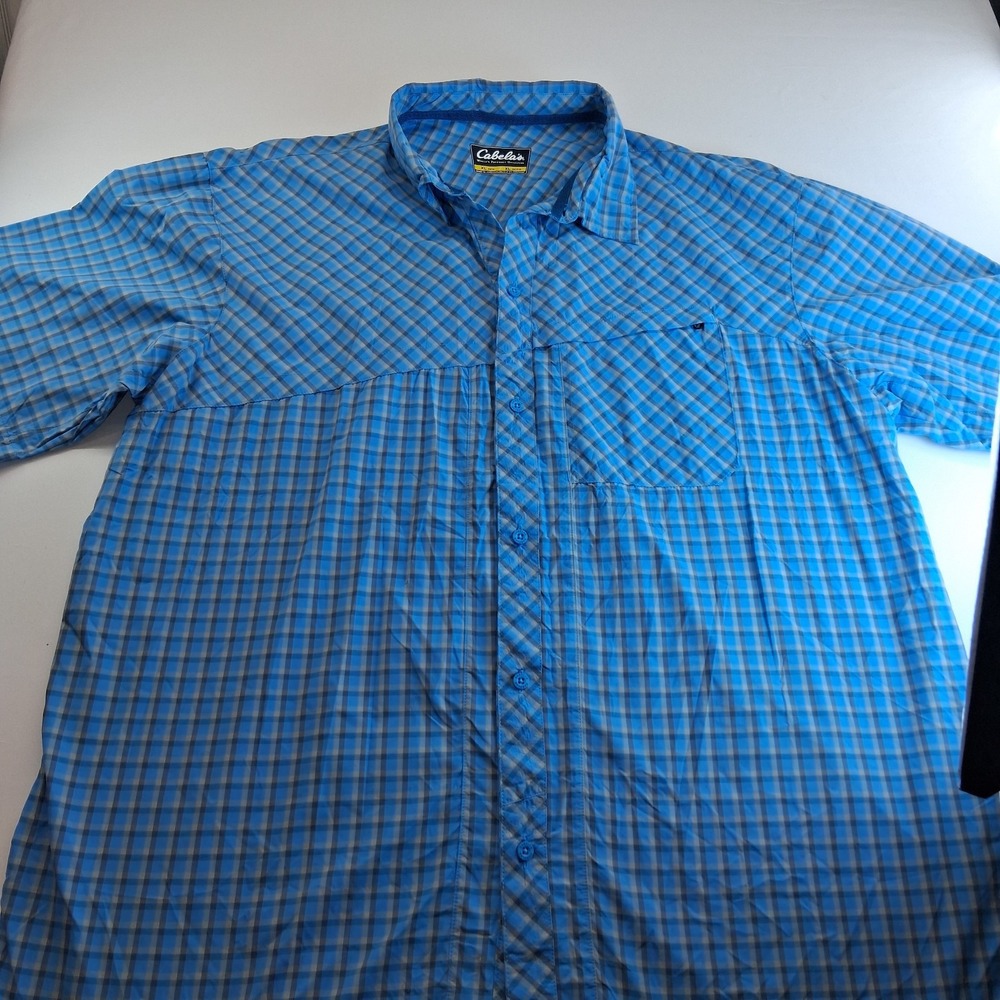 Cabela's CoolMax Shirt Mens XL Plaid Snap/Button Up Fishing Hiking Outdoor